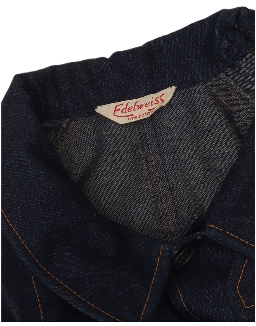 VINTAGE Hombres Abrigo de mezclilla de gran tamaño Reino Unido 18 XL Azul marino