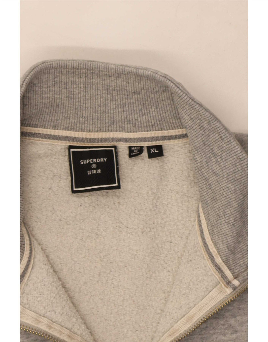 Superdry Sudadera con cuello y cremallera para hombre Jumper XL Gris moteado