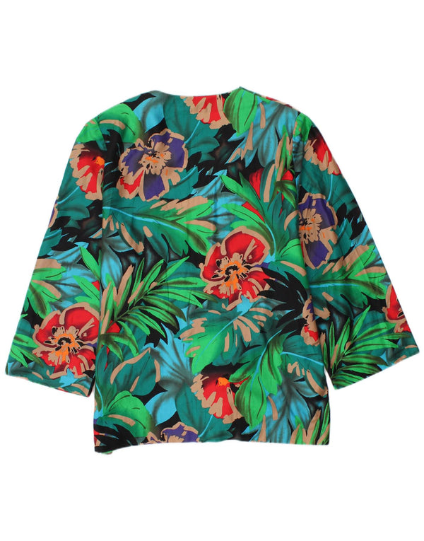 Vintage mujer 3/4 manga camisa blusa Reino Unido 18 XL multicolor floral