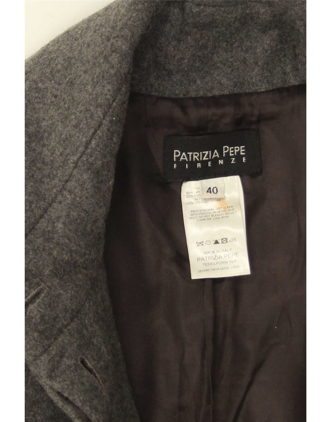Patrizia Pepe Abrigo Mujer IT 40 Small Gris Lana