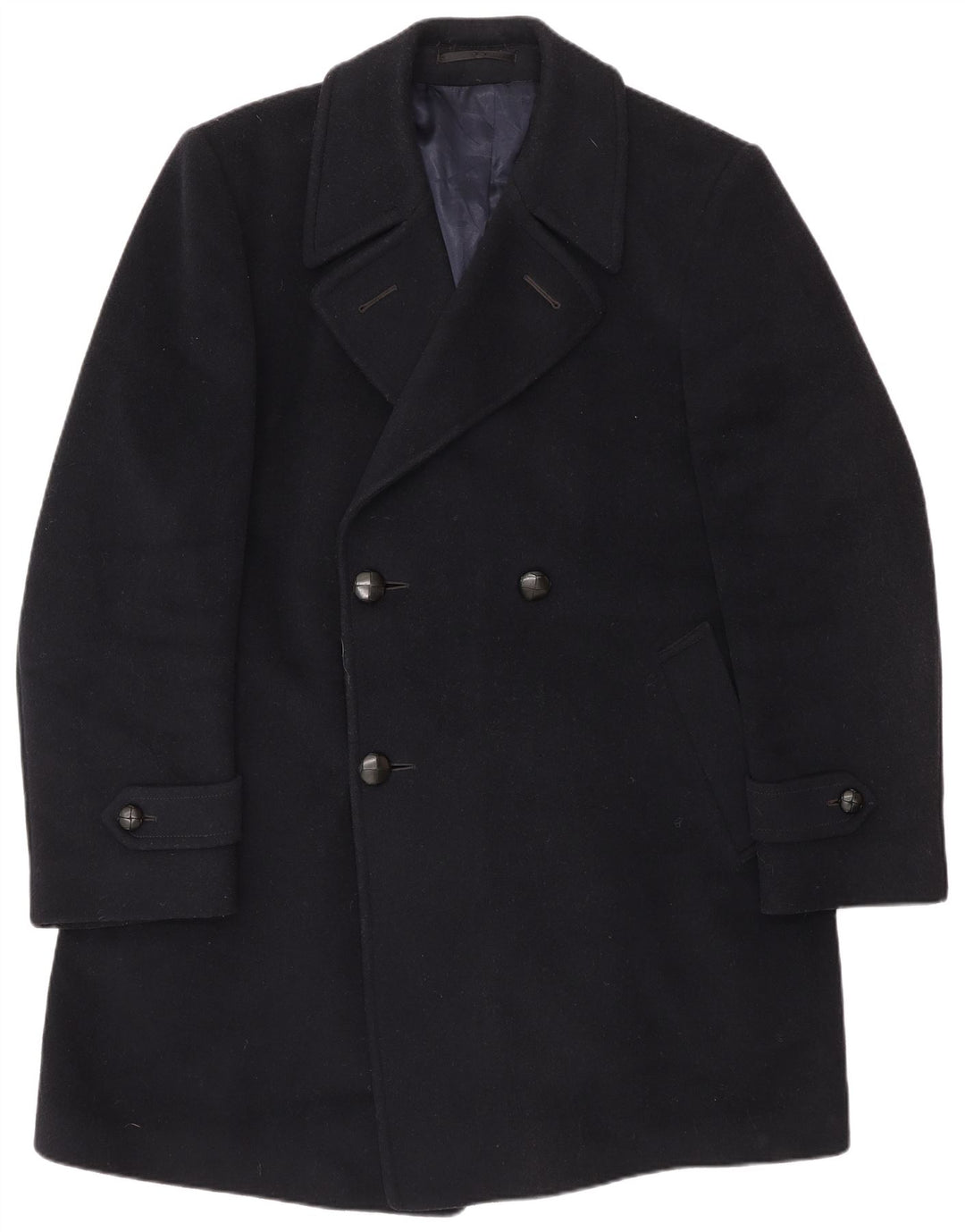 Vintage hombres doble pecho abrigo Reino Unido 40 grande azul marino