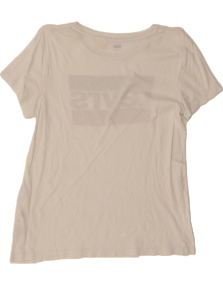 LEVI'S Womens Graphic T-Shirt Top UK 12 Medium White Cotton Vintage Levi's and Second-Hand Levi's from Messina Hembry 