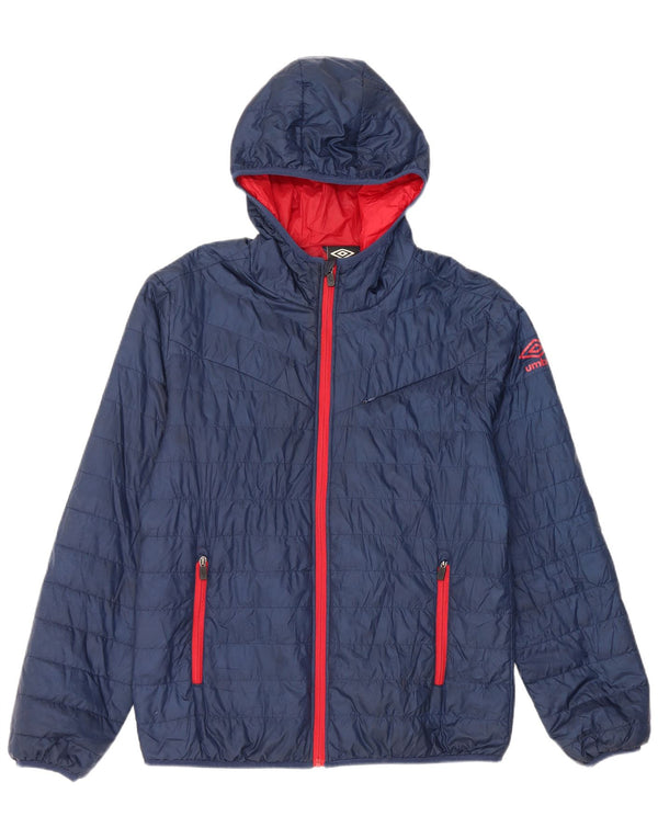 Umbro Chaqueta acolchada con capucha para hombre UK 40 Large Poliéster azul marino