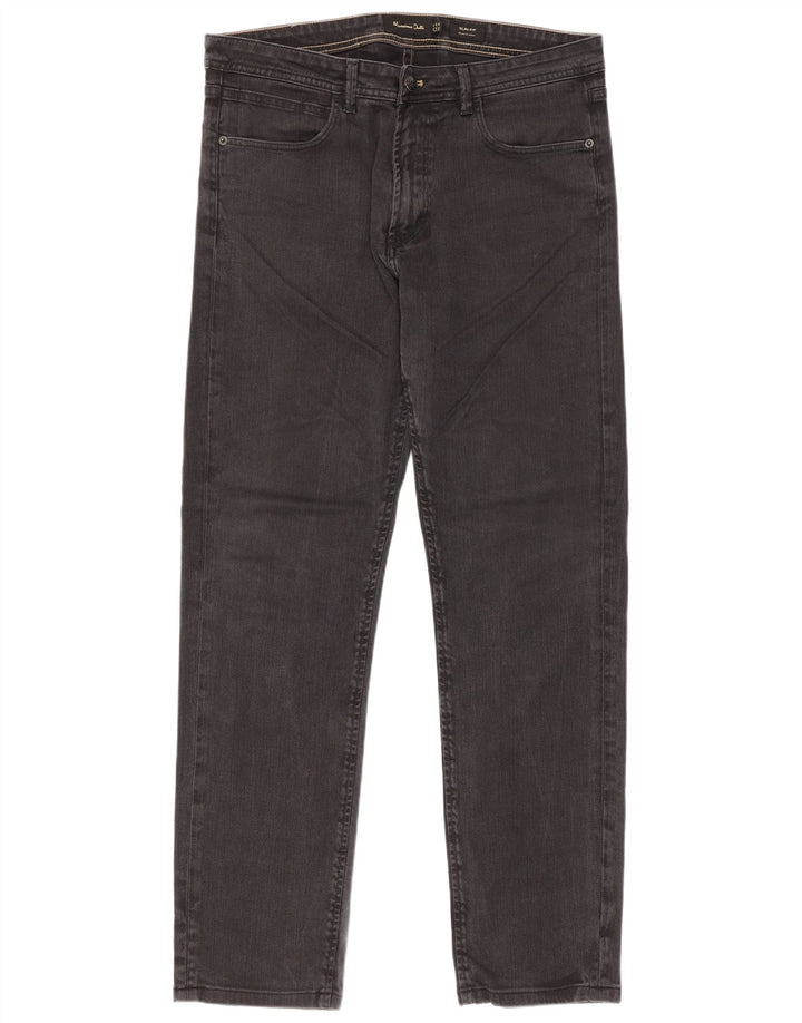 Massimo Dutti Jeans Slim Hombre EU 42 Large W32 L30 Gris Algodón
