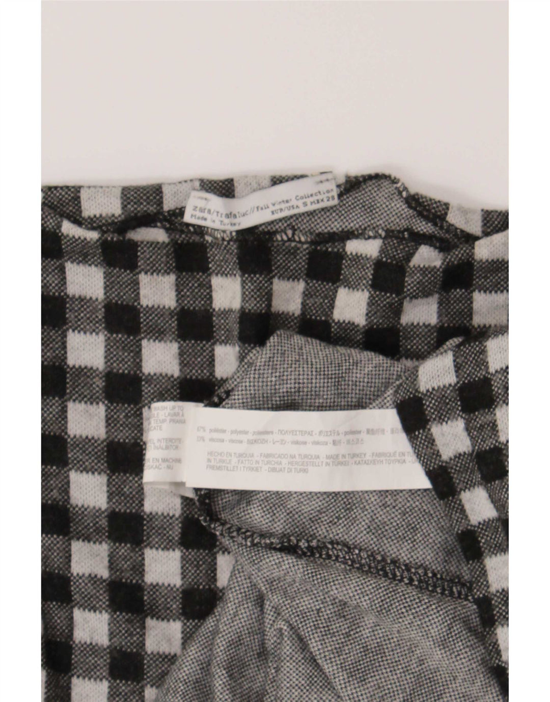 Zara Mujer Trafaluc Top Extragrande Manga Larga UK 10 Small Black Gingham