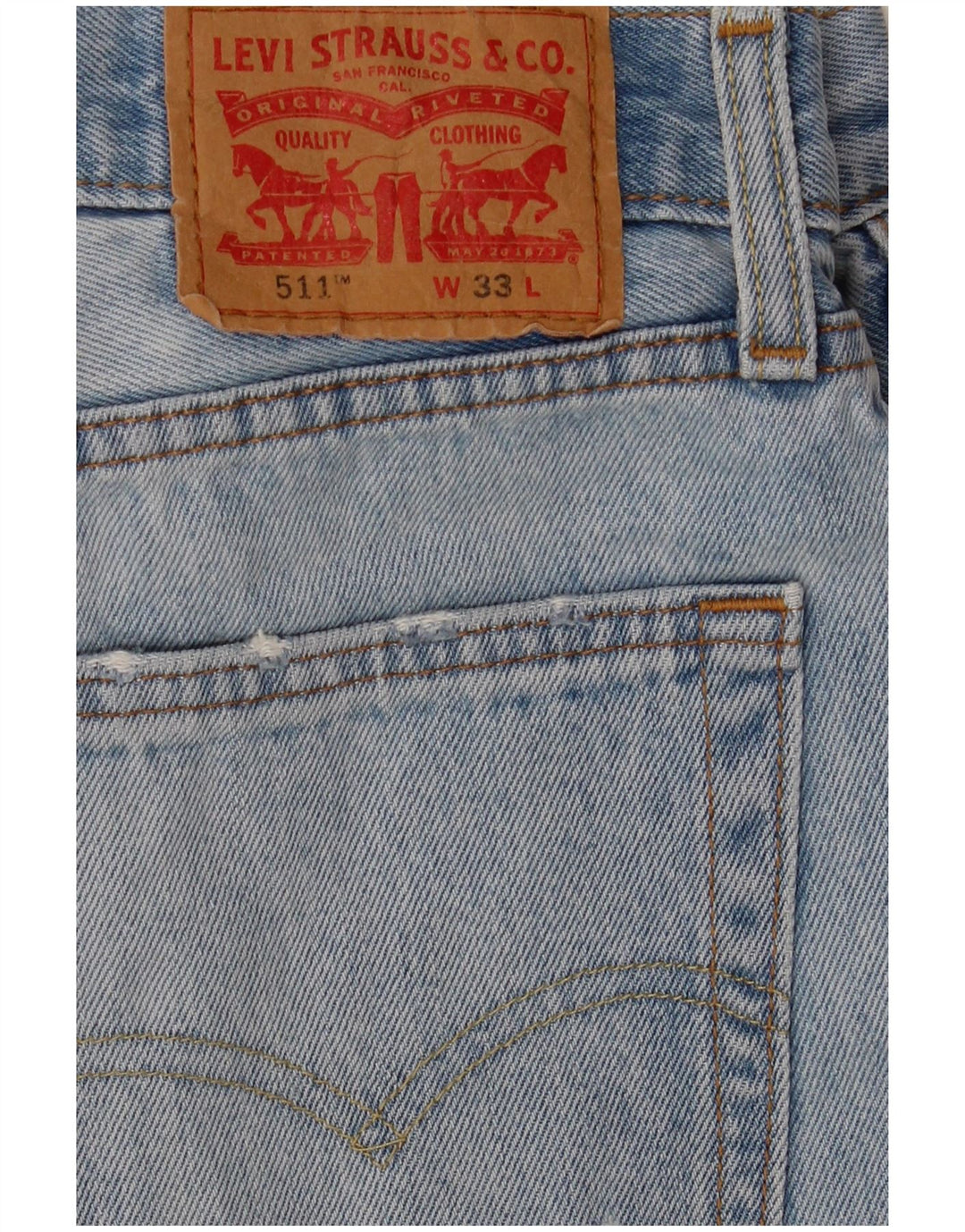 Levi's Mens 511 Slim Fit Pantalones cortos de mezclilla desgastados W33 Algodón azul medio