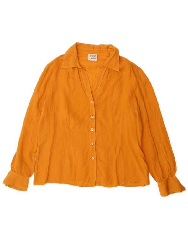 Gianfranco Ferre Blusa para mujer UK 20 2XL Lino naranja