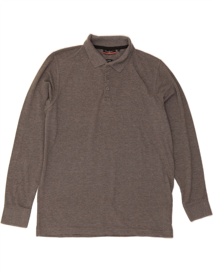 PIERRE CARDIN Mens Regular Fit Long Sleeve Polo Shirt Large Grey Polyester Vintage Pierre Cardin and Second-Hand Pierre Cardin from Messina Hembry 