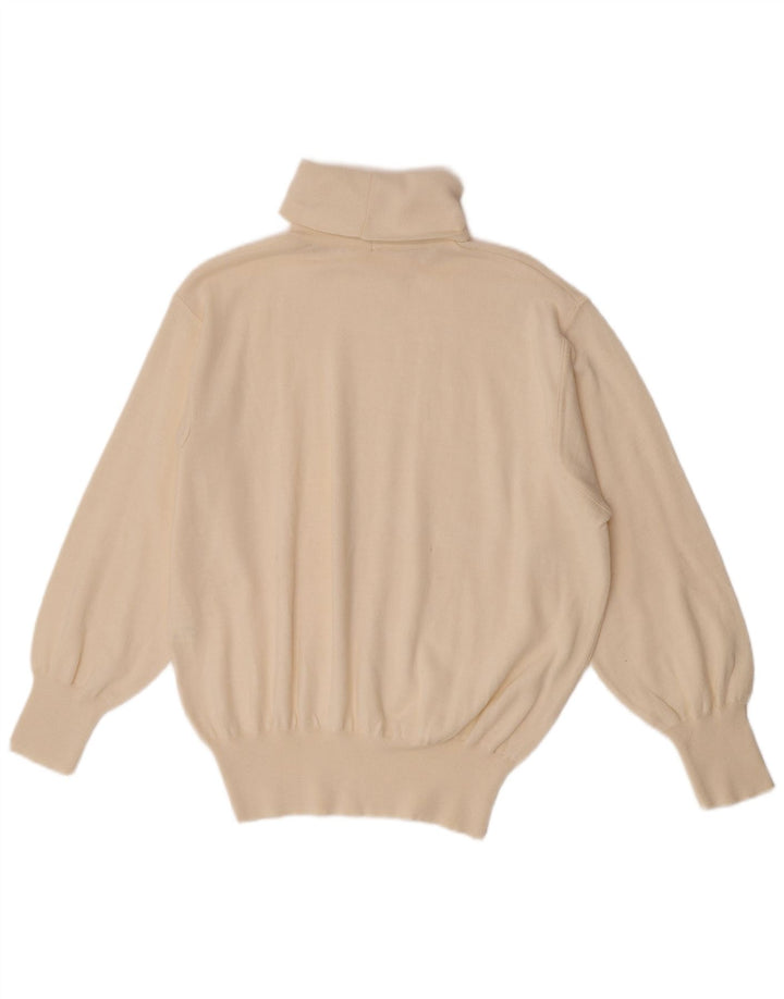 Vintage hombres rollo cuello jersey suéter IT 48 medio off blanco poliacrílico