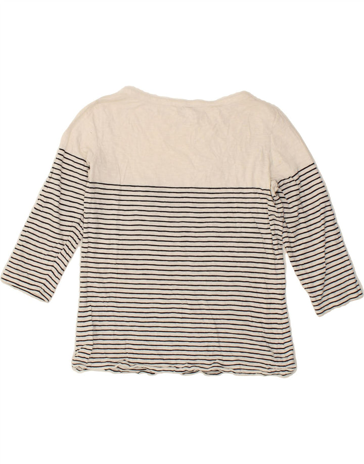 WHITE LABEL Womens Top 3/4 Sleeve UK 10 Small White Striped Cotton Vintage White Label and Second-Hand White Label from Messina Hembry 
