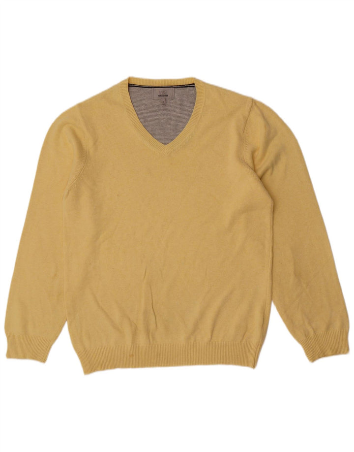 Marks & Spencer Jersey con cuello en V para hombre pequeño de algodón amarillo