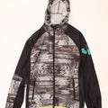 REEBOK Mens Graphic Hooded Rain Jacket UK 34 XS Grey Colourblock Polyester Vintage Reebok and Second-Hand Reebok from Messina Hembry 