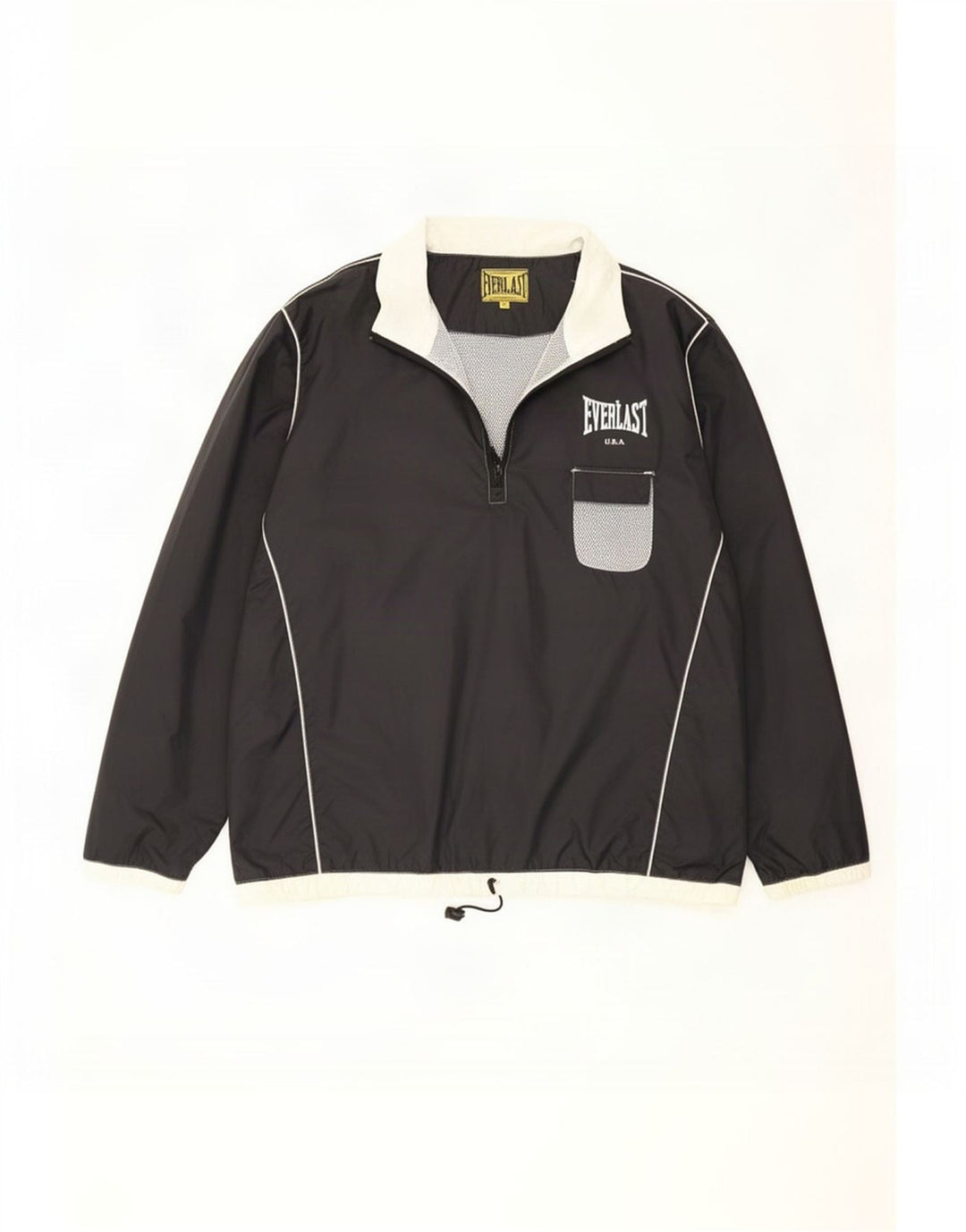 Chaqueta impermeable tipo jersey con gráfico Everlast para hombre UK 40 Large Nylon negro