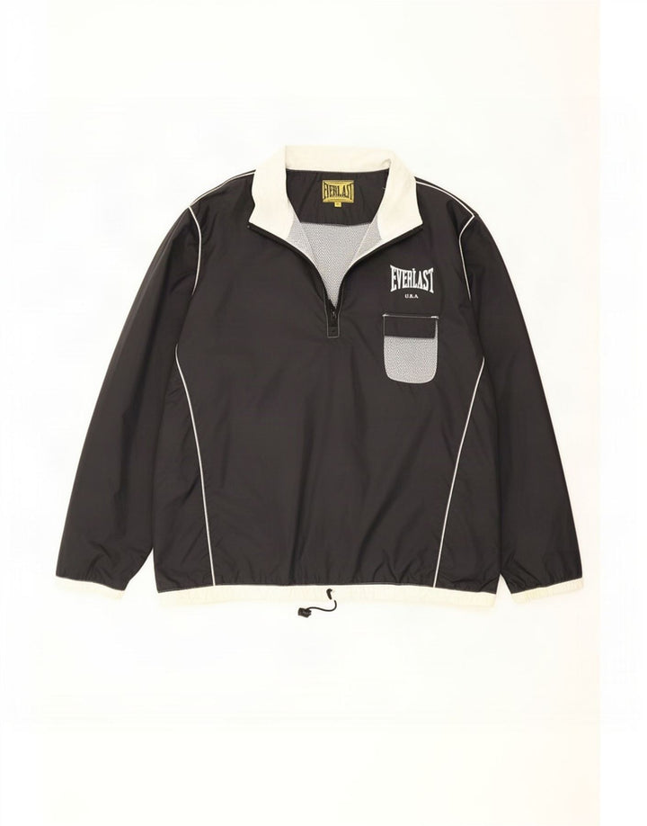 Chaqueta impermeable tipo jersey con gráfico Everlast para hombre UK 40 Large Nylon negro