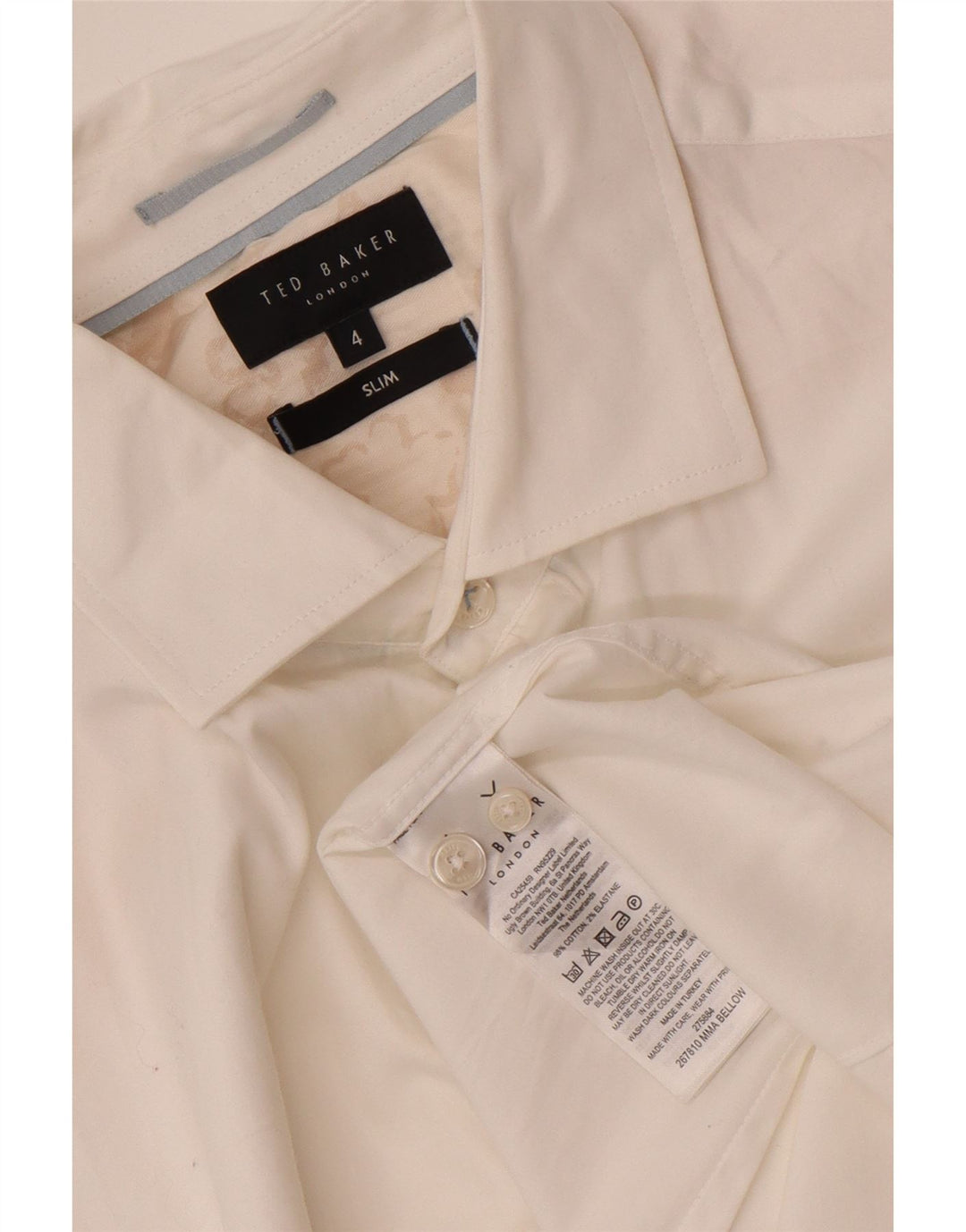 Ted Baker - Camisa ajustada para hombre, talla 4, algodón blanco grande