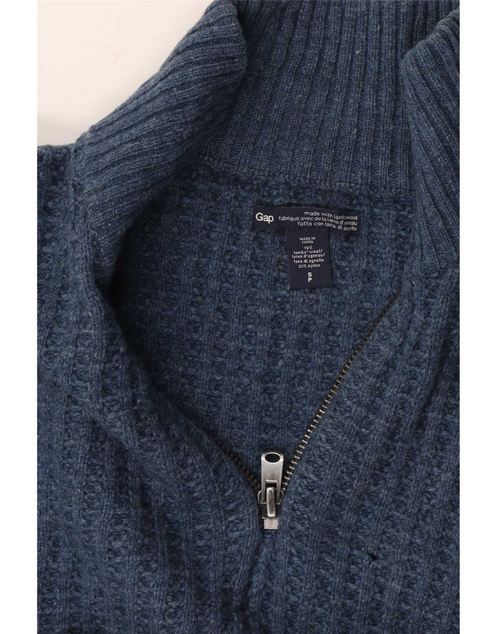 Gap Jersey De Cuello Con Cremallera Para Hombre De Lana De Cordero Azul Pequeño