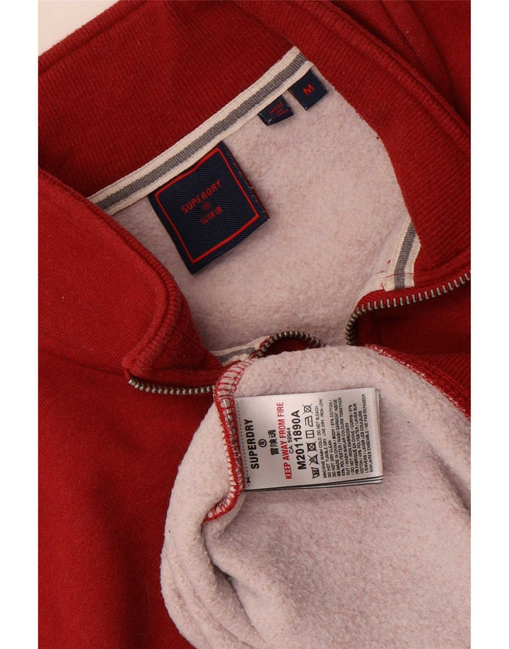 Superdry Sudadera con cuello y cremallera para hombre, jersey de algodón rojo medio