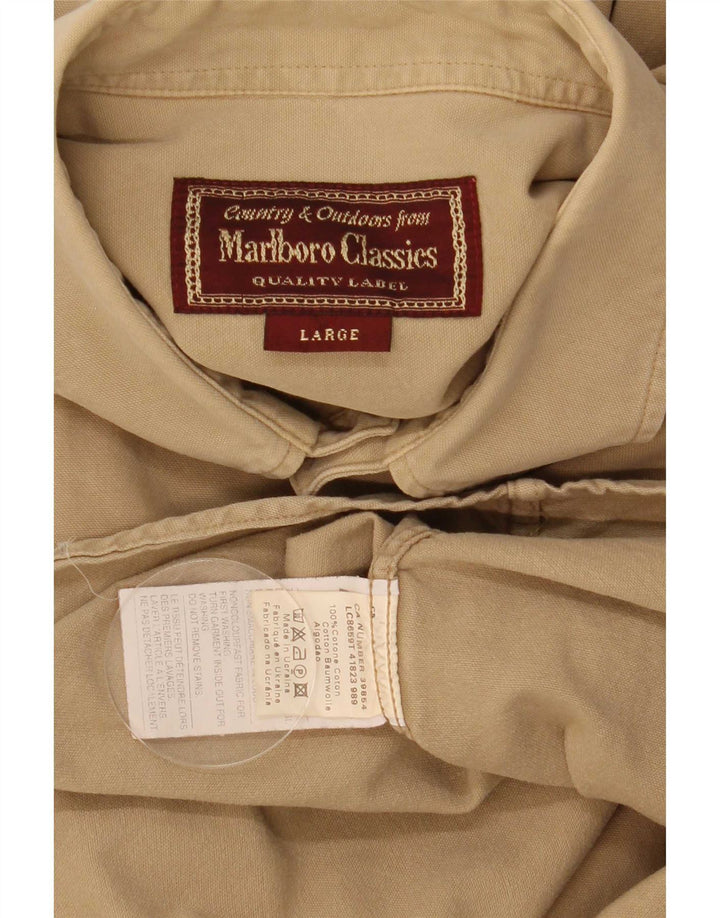 Camisa Marlboro Classics Hombre Grande Algodón Beige