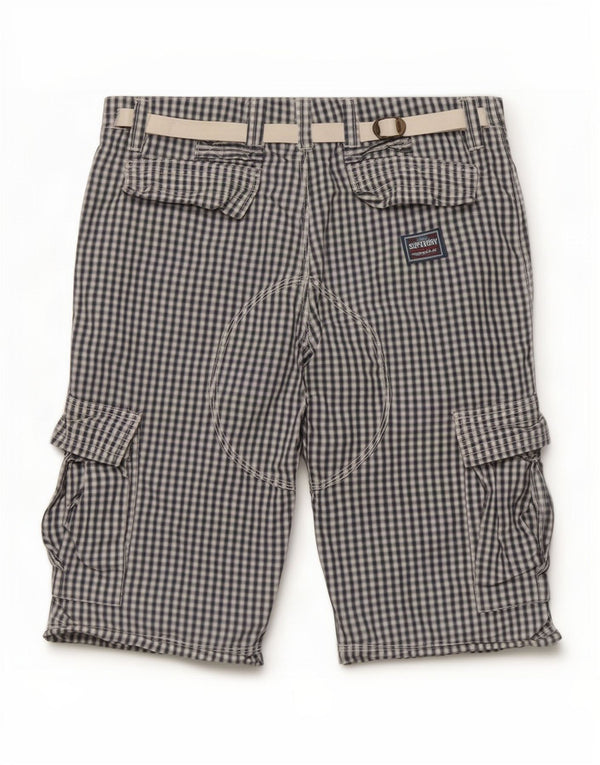 Superdry Shorts Cargo Para Hombre Medium W32 Algodón A Cuadros Azul Marino