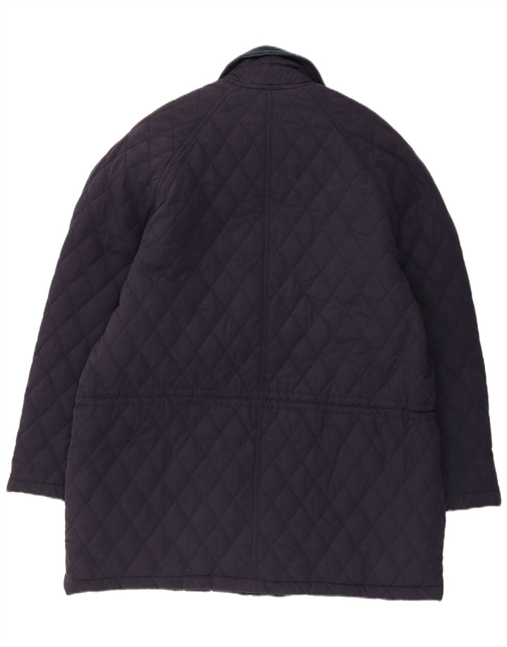 Vintage hombres chaqueta acolchada Reino Unido 42 XL poliéster azul marino