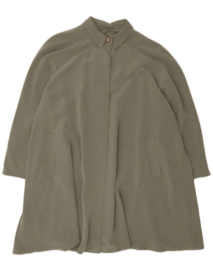 Vintage mujer suelta ajuste abrigo Reino Unido 20 2XL poliéster verde