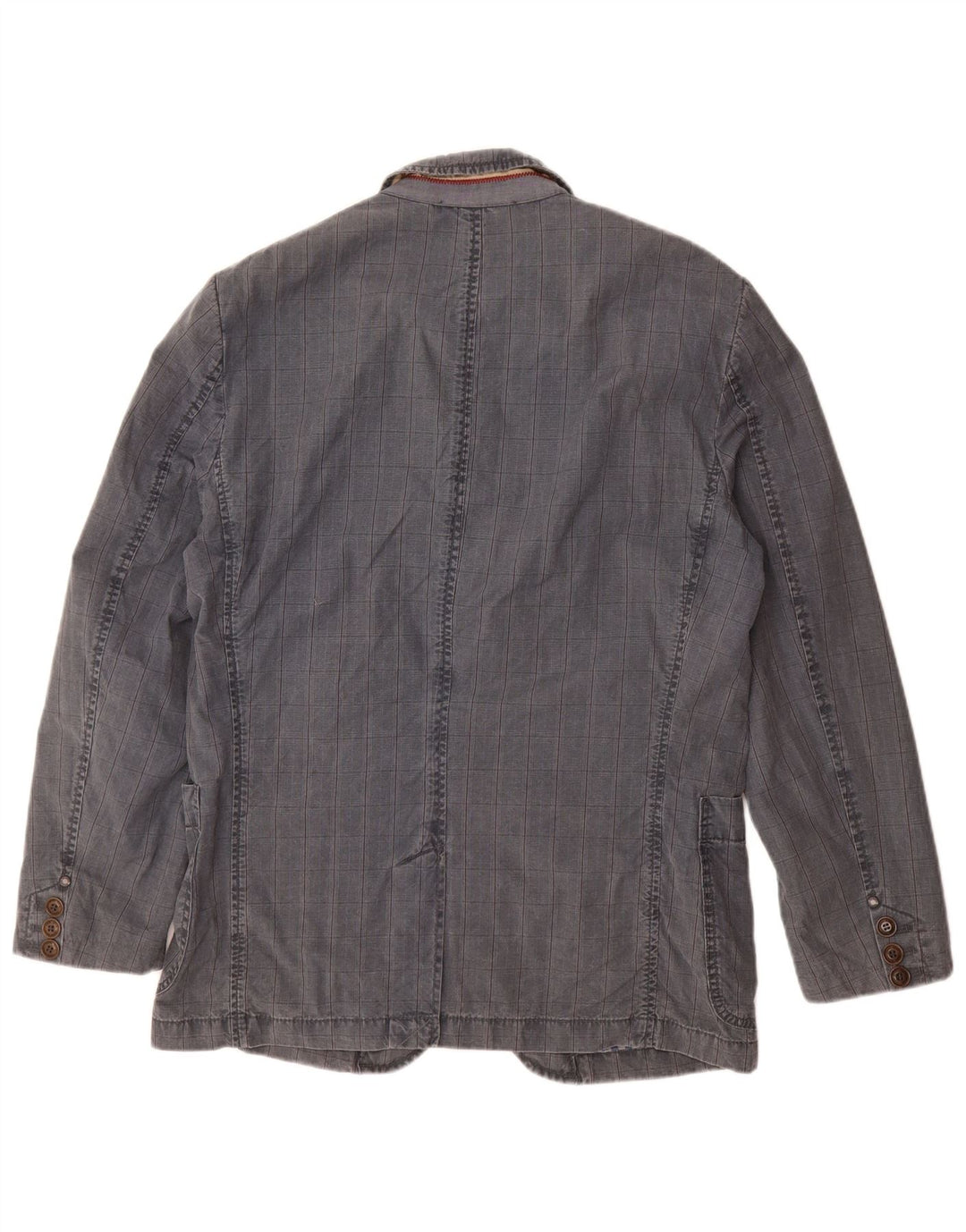 CAMEL ACTIVE Chaqueta tipo blazer de 2 botones para hombre IT 48 Algodón a cuadros azul medio