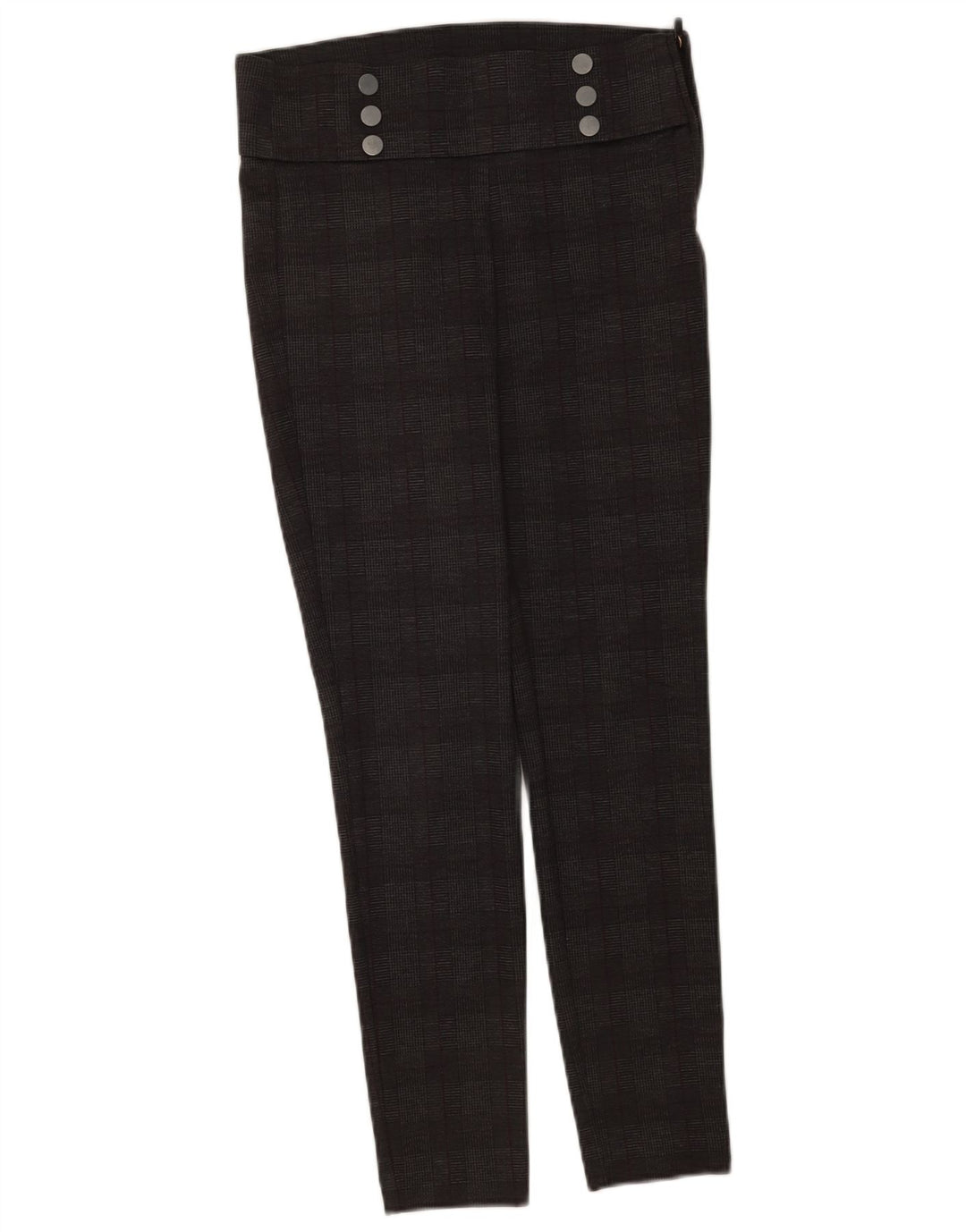 Zara Mujer Legging Pantalones Casuales Mediano W28 L28 Gris Cuadro Poliéster
