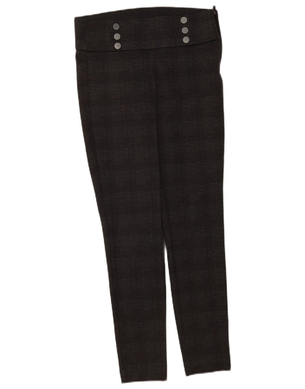 Zara Mujer Legging Pantalones Casuales Mediano W28 L28 Gris Cuadro Poliéster