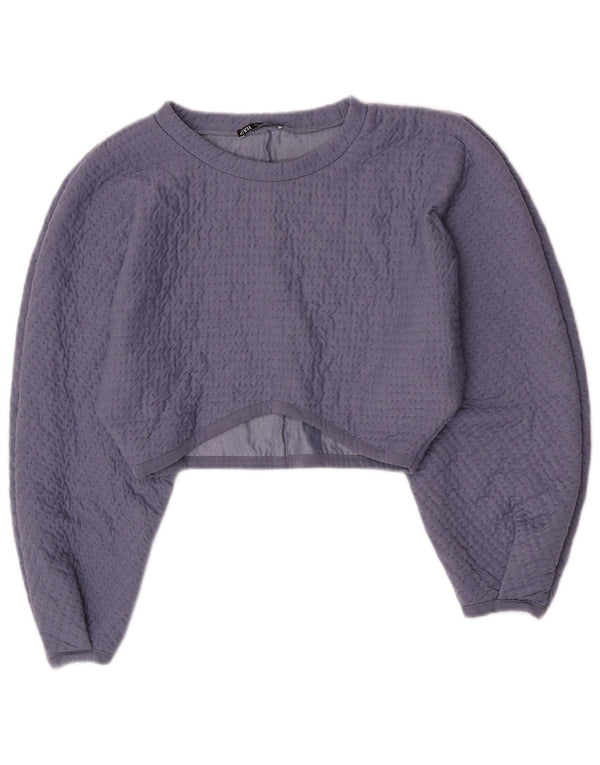 Zara Mujer Crop Blusa Top Reino Unido 44 Grande Púrpura