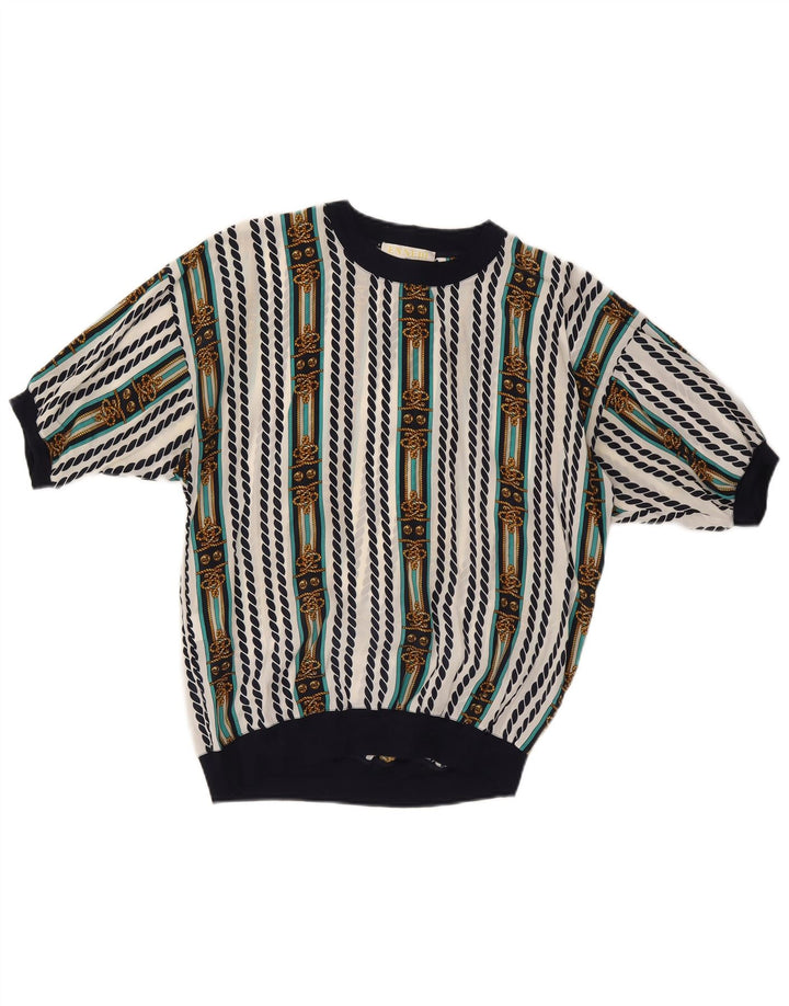 ENNEDI Blusa para mujer Top UK 12 Acetato de rayas blancas medianas