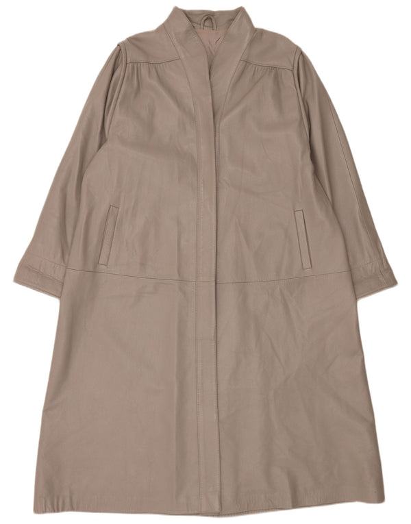 Abrigo de cuero vintage de gran tamaño para mujer IT 44 Gris medio