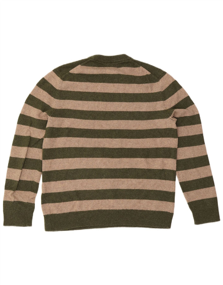 Jersey de cuello redondo para hombre de White Stuff, talla grande, color caqui, a rayas