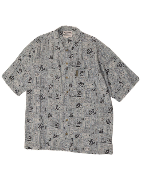 Columbia Camisa de manga corta para hombre de algodón floral azul grande