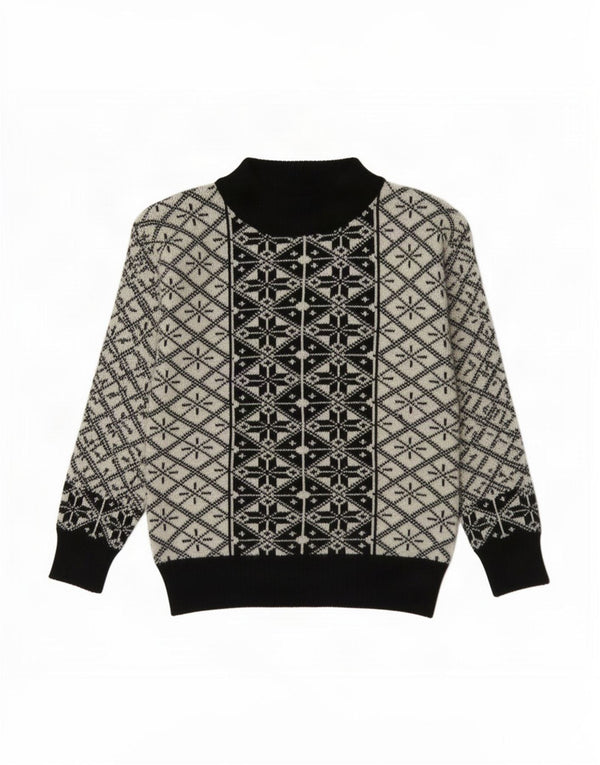 Vintage Boys Turtle Neck Jumper Suéter 7-8 Años Negro Geométrico Spandex