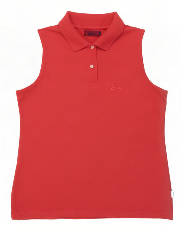 Asics Polo sin mangas para mujer UK 12 Medium Red Cotton