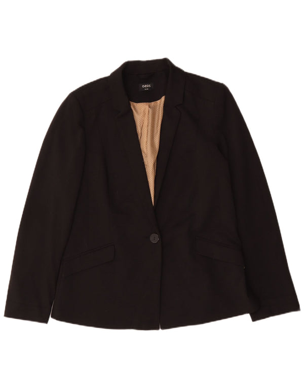 Oasis Chaqueta tipo blazer de 1 botón para mujer UK 40 Mediano Poliéster negro