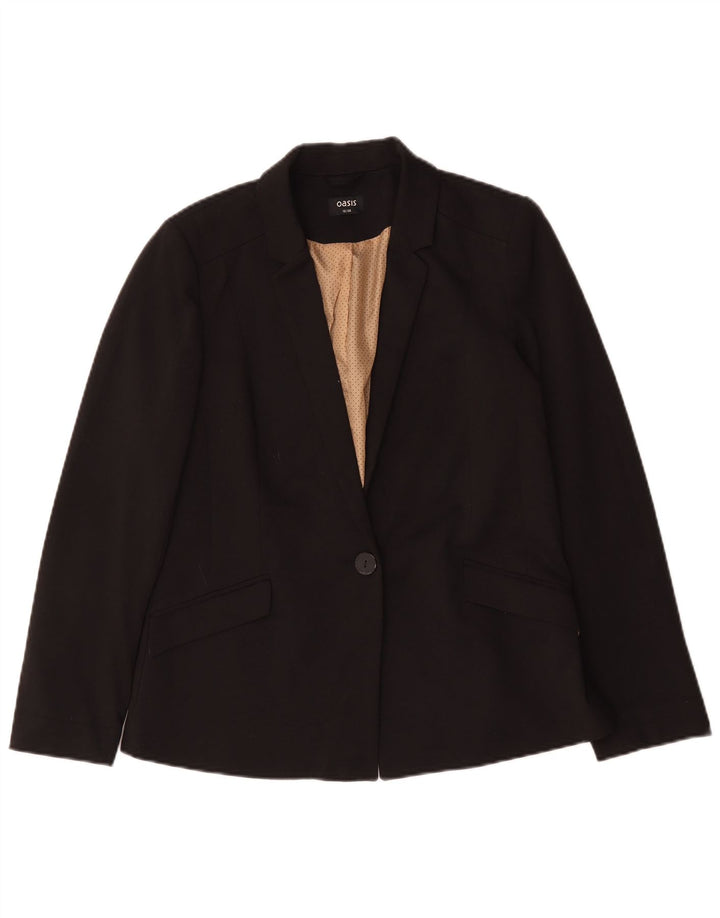 Oasis Chaqueta tipo blazer de 1 botón para mujer UK 40 Mediano Poliéster negro