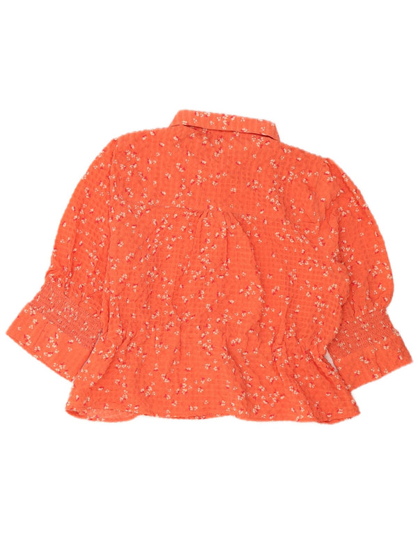 French Connection Blusa de manga 3/4 para mujer UK 44 Medio Naranja Floral