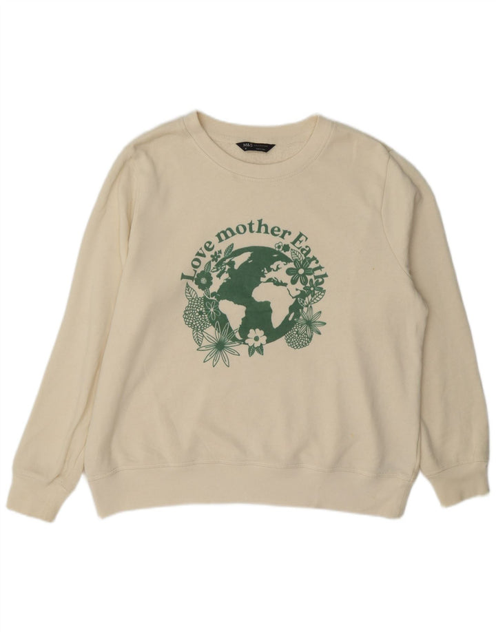 Marks & Spencer - Sudadera gráfica para mujer, talla 40, color blanco roto