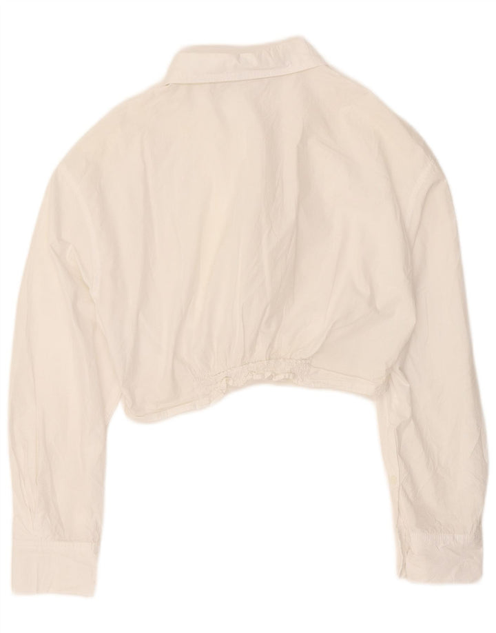 Zara Blusa Corta Mujer UK 46 Algodón Blanco Mediano