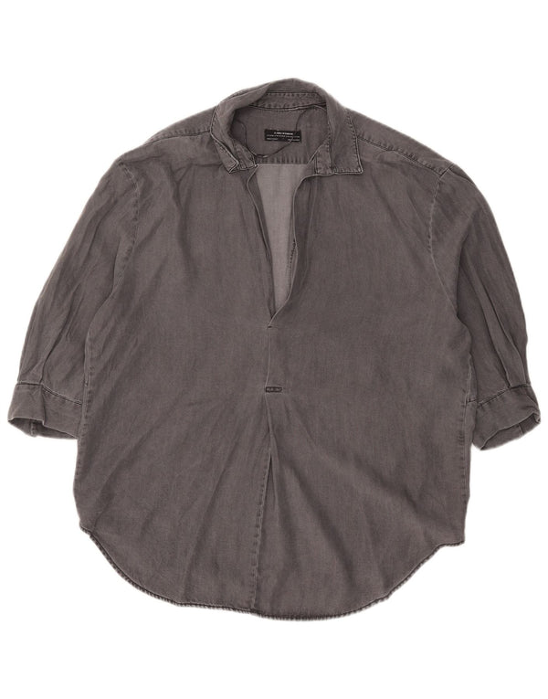 Zara Camisa tipo jersey extragrande con manga 3/4 para mujer UK 44 Lyocell gris medio