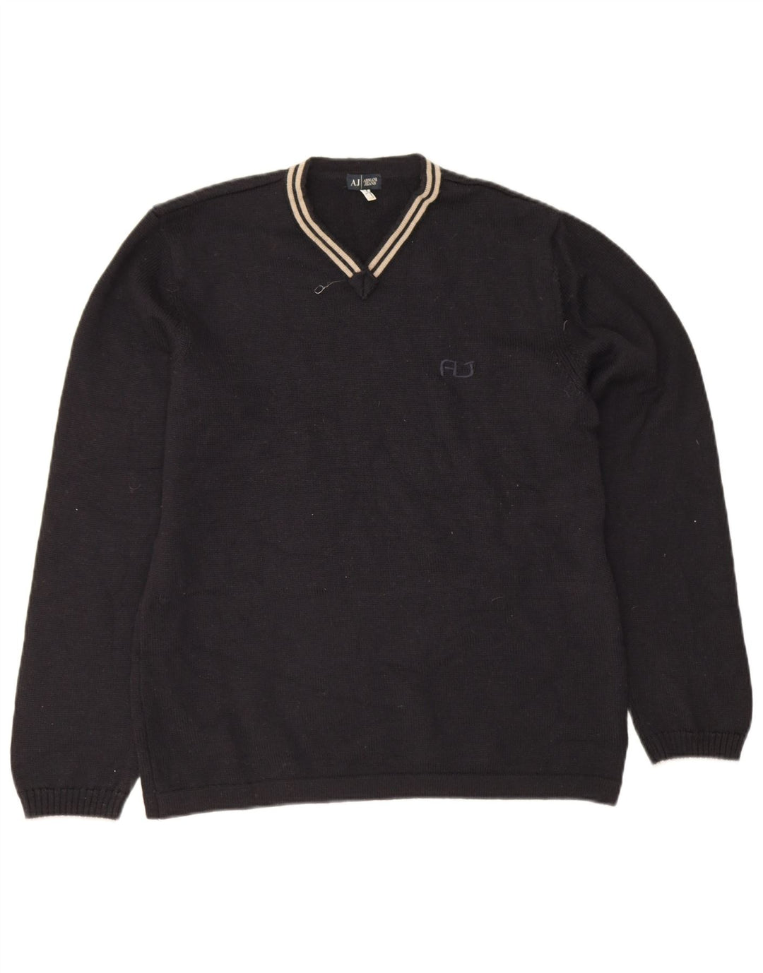 Armani Jeans Jersey con cuello en V para hombre, talla grande, lana azul marino