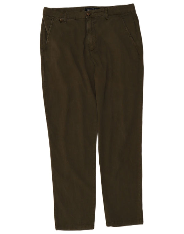 Zara Pantalón chino ajustado para mujer EU 42 Large W32 L28 Verde