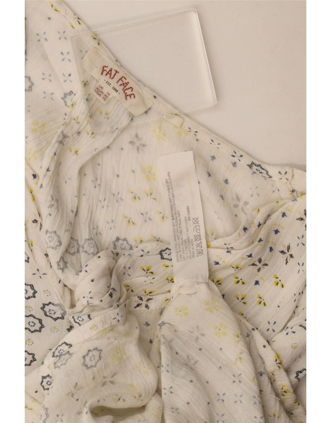 Blusa para mujer Fat Face UK 44 Medium White Floral Viscose