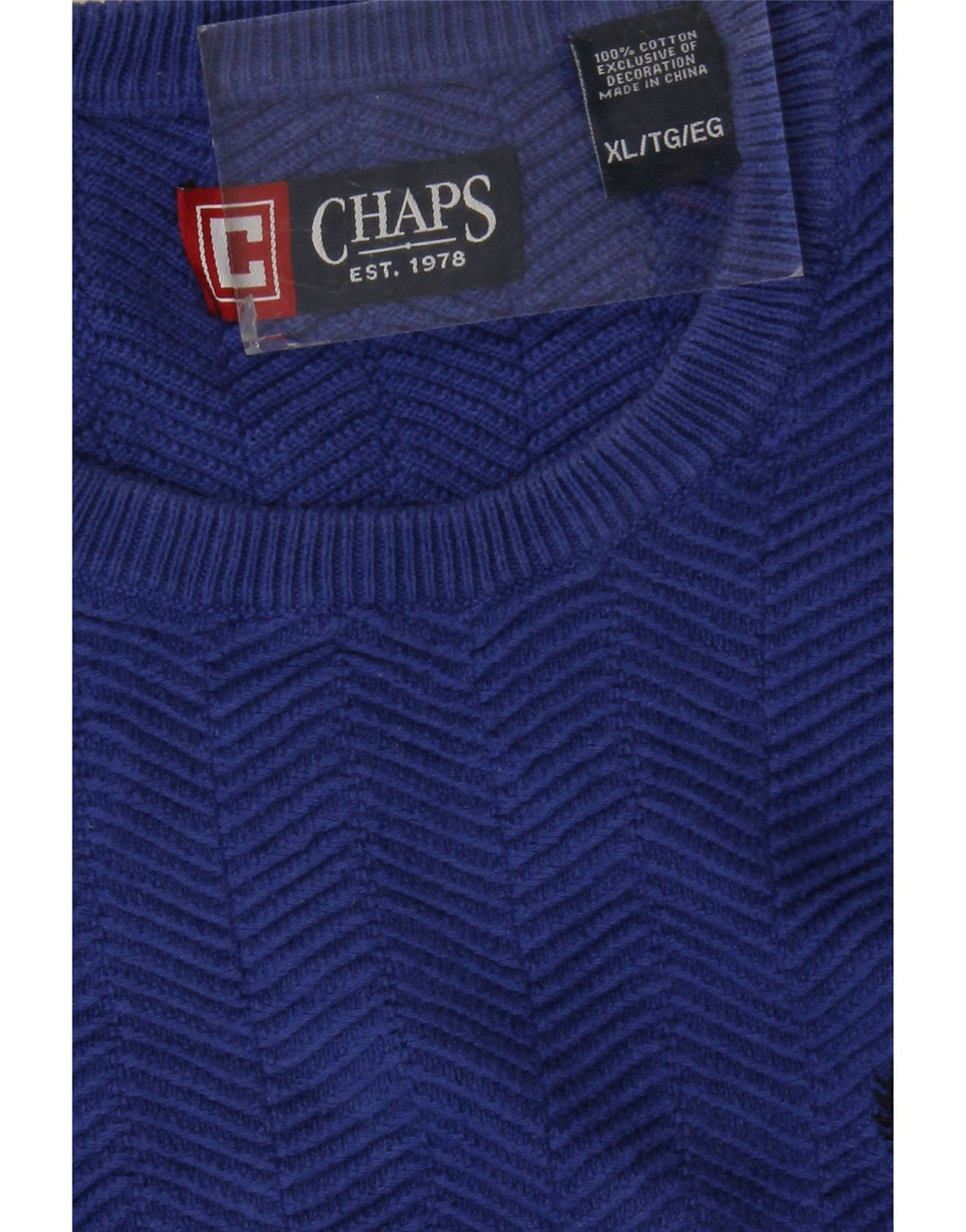 CHAPS Jersey de cuello redondo para hombre XL Algodón azul