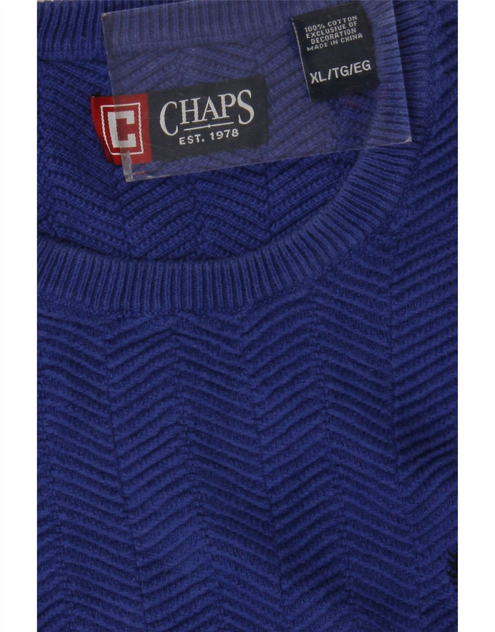CHAPS Jersey de cuello redondo para hombre XL Algodón azul