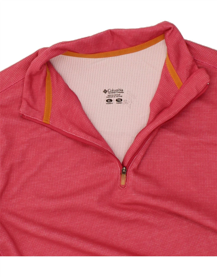 COLUMBIA Womens Zip Neck Pullover Tracksuit Top UK 18 XL Red Polyester Vintage Columbia and Second-Hand Columbia from Messina Hembry 