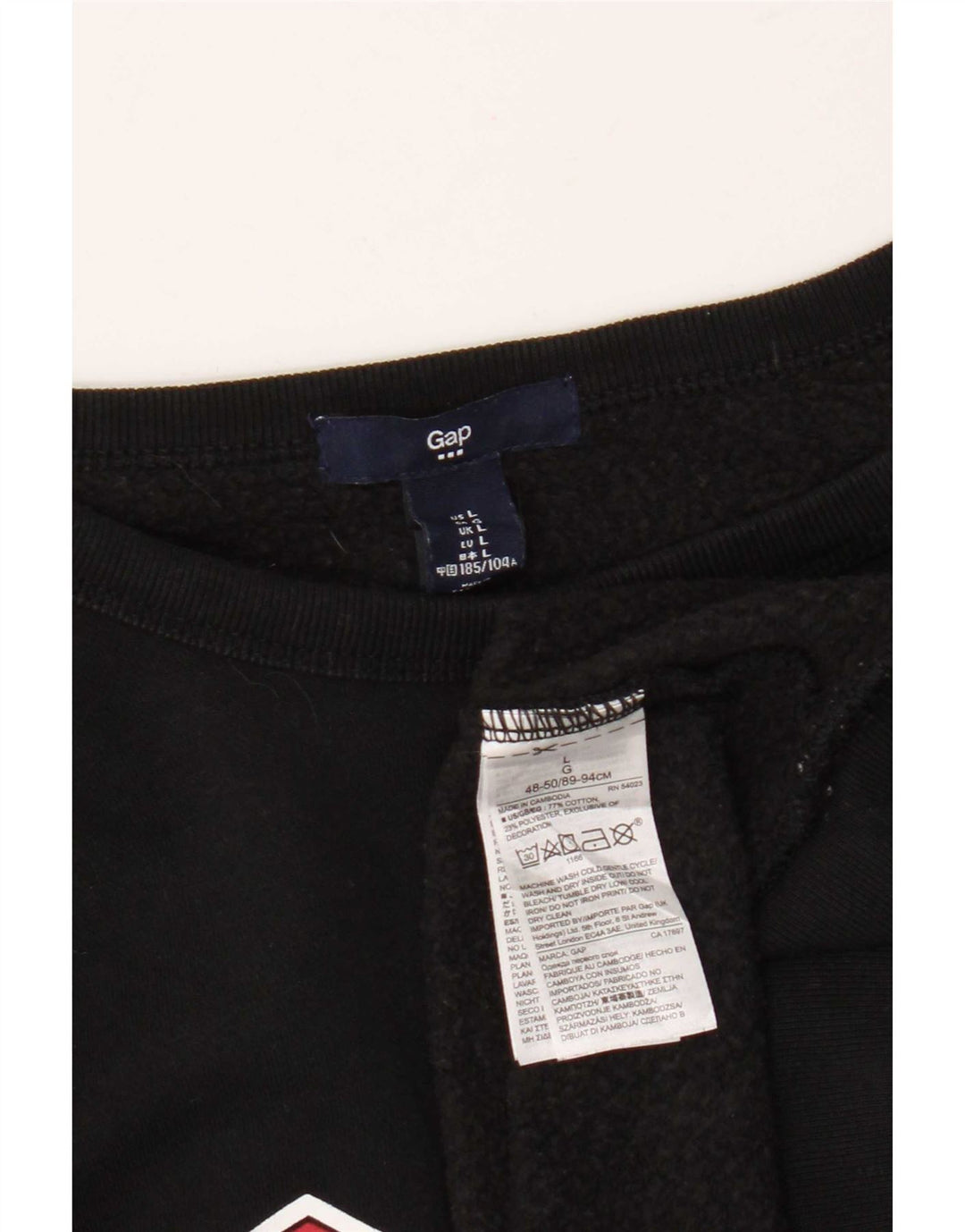 Gap Hombre Sudadera Gráfica Jumper Large Algodón Negro