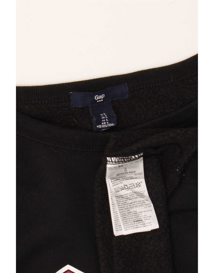 Gap Hombre Sudadera Gráfica Jumper Large Algodón Negro