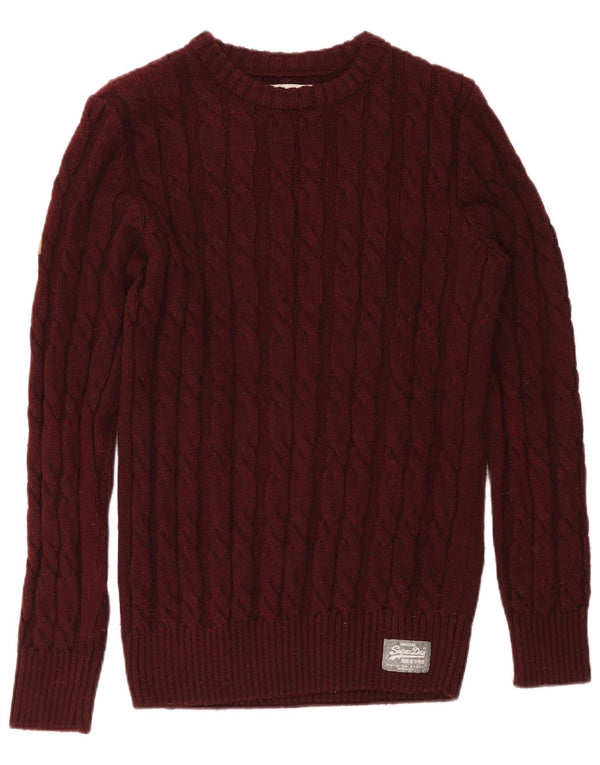 Superdry Jersey con cuello barco para hombre XL Acrílico burdeos